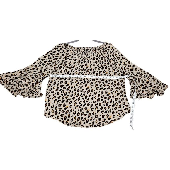 Kobi Halperin Leopard Print Off-Shoulder Ruffle Sleeve Blouse M - Picture 8 of 8